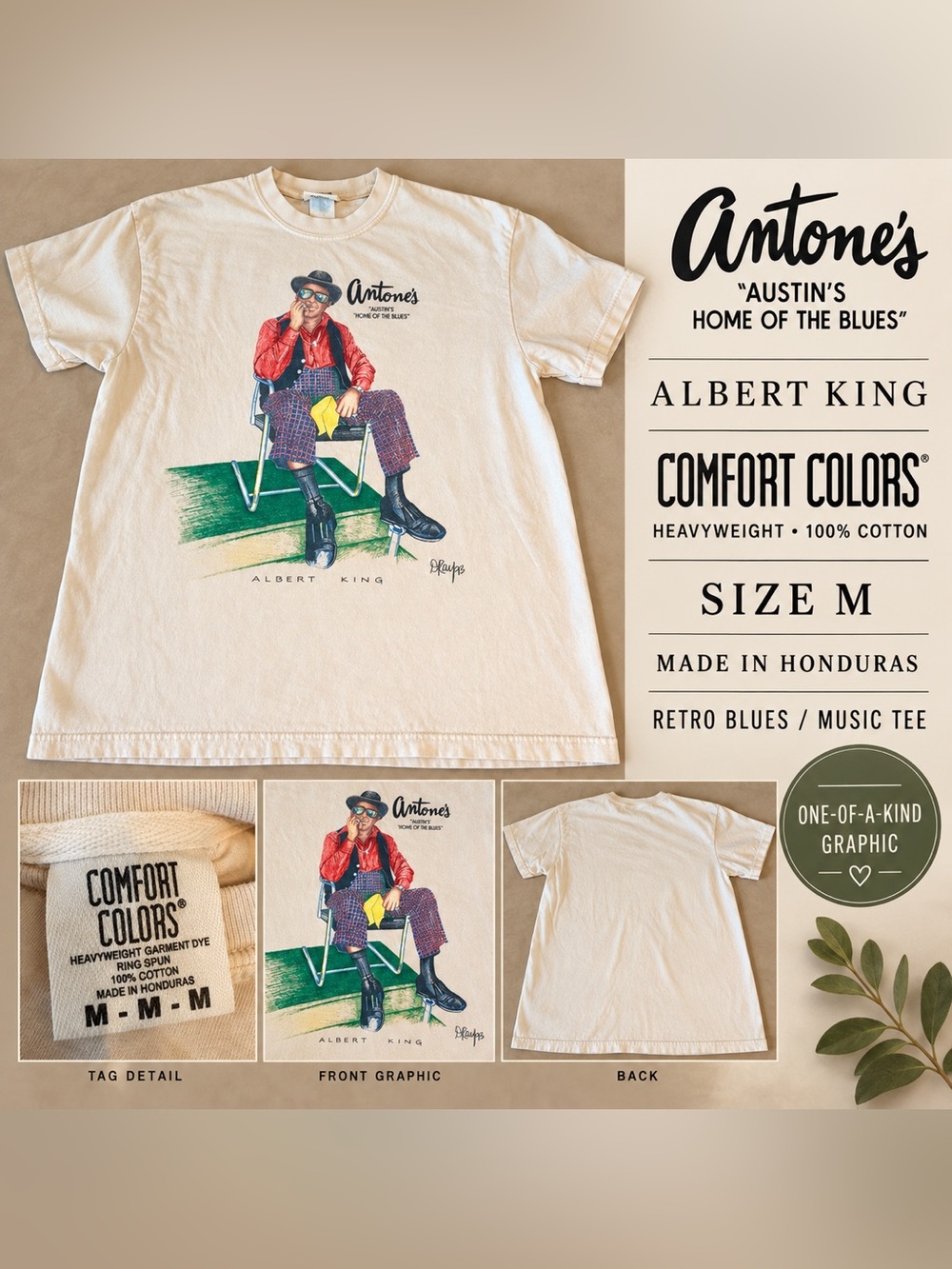 Albert King + Antone’s Austin + Comfort Colors + vintage blues graphic